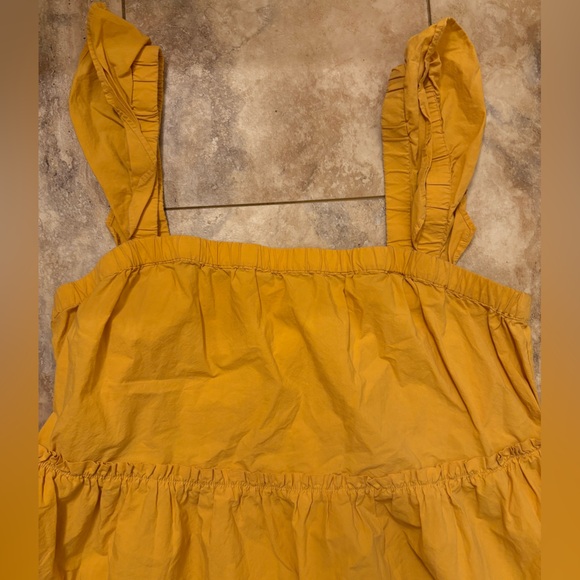 Madewell Flutter Sleeve Square Neck Mini Dress Yellow Size XXL - Picture 5 of 9